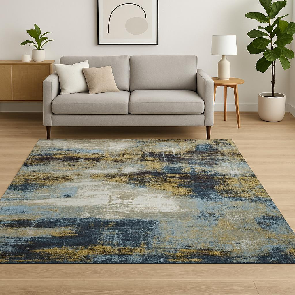 569469 8 x 10 ft. Blue Abstract Hand Knotted Rectangle Area Rug