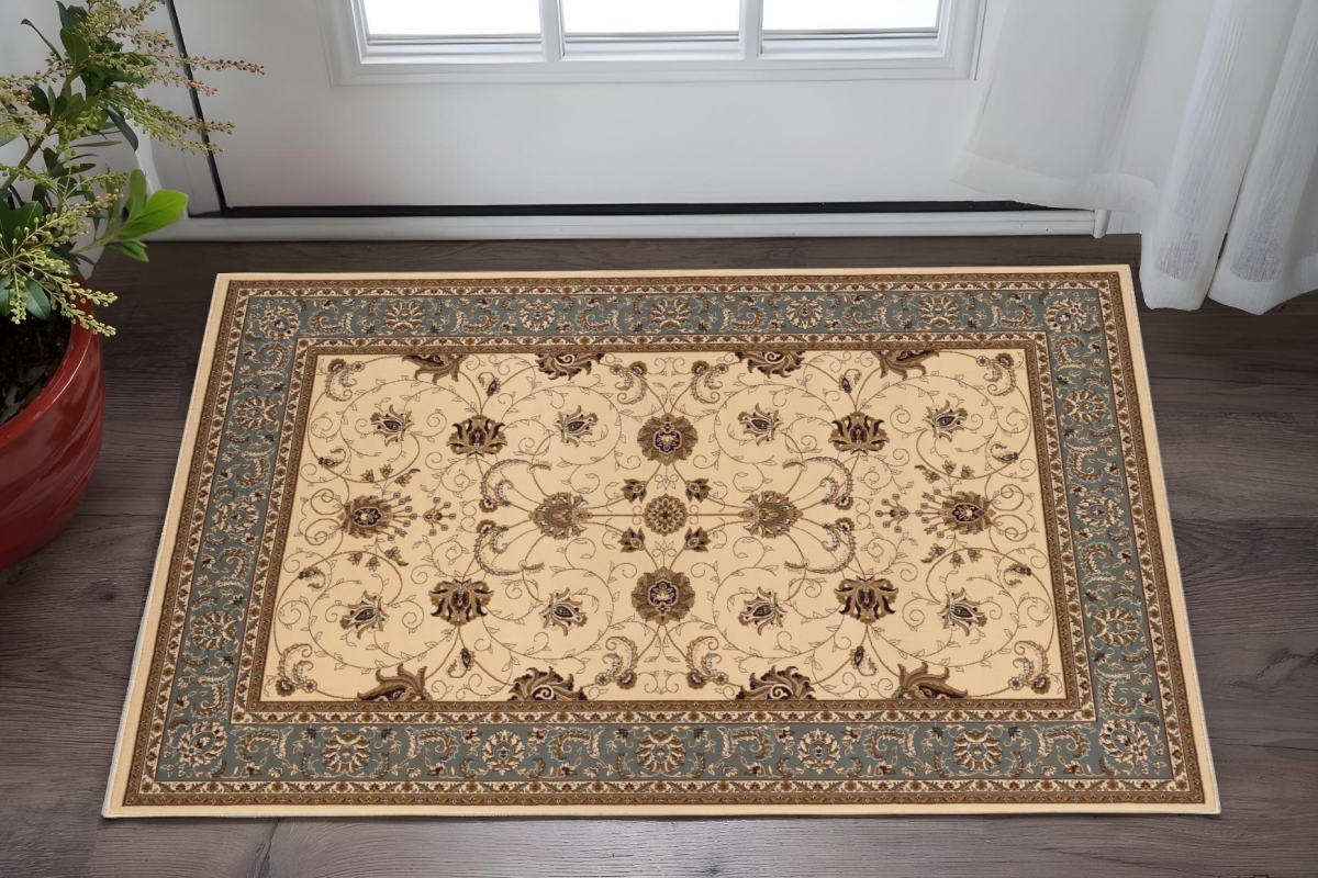 635298 2 ft. x 5 ft. Beige & Black Oriental Area Rug