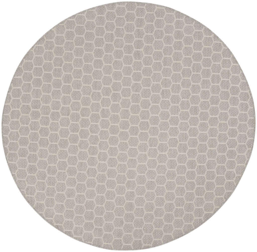 556324 8 ft. Gray & Ivory Geometric Indoor & Outdoor Rectangle Area Rug