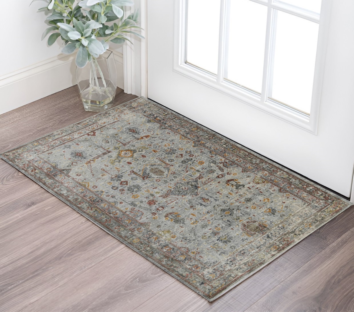 570835 2 x 3 ft. Gray Rust & Brown Medallion Rectangle Area Rug