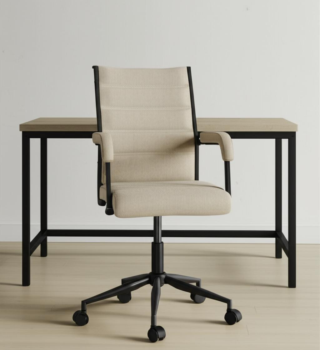571401 Beige & Black Adjustable Height Swivel Rolling Office Chair