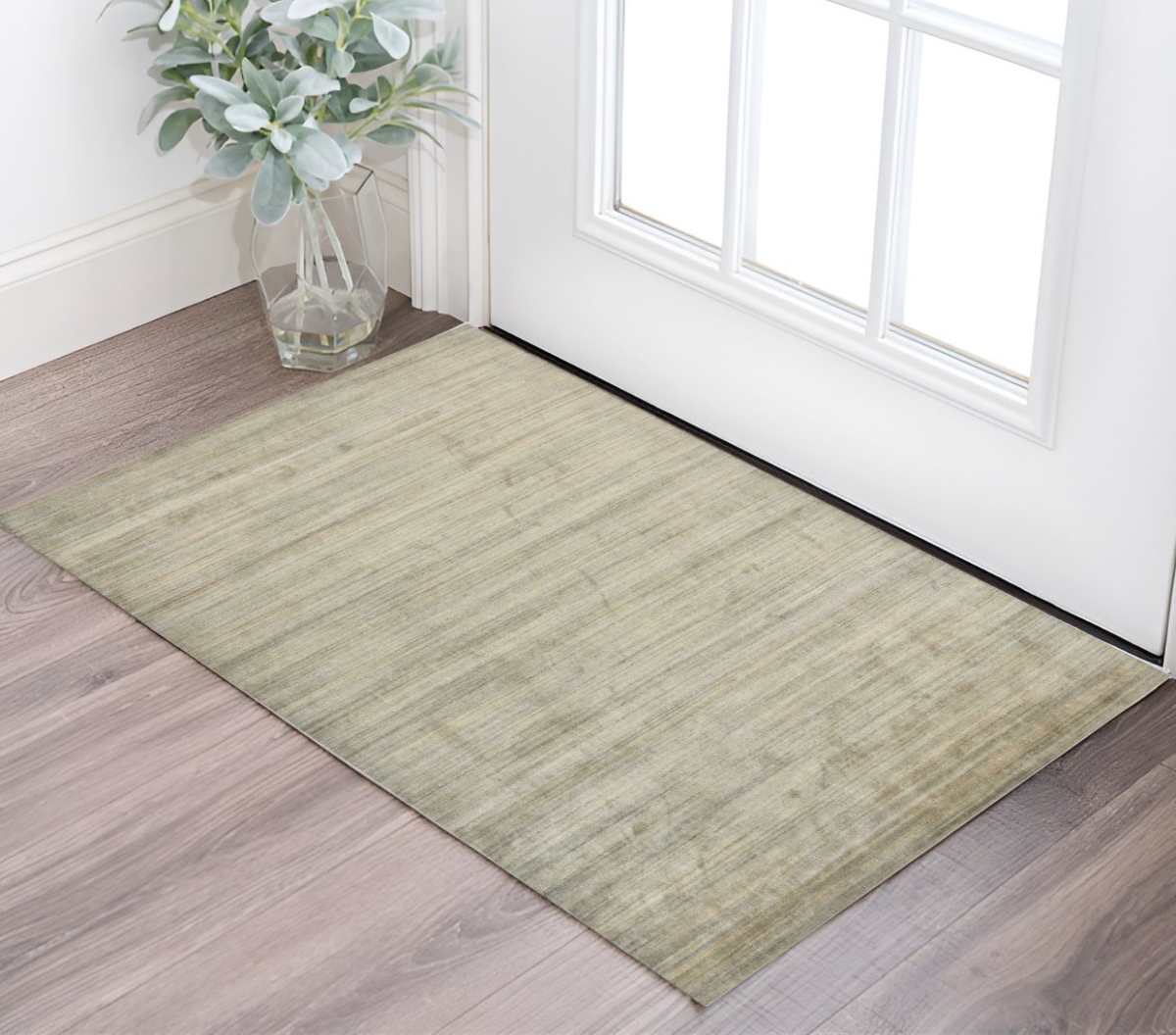 570774 2 x 3 ft. Beige & Brown Wool Striped Hand Woven Rectangle Area Rug