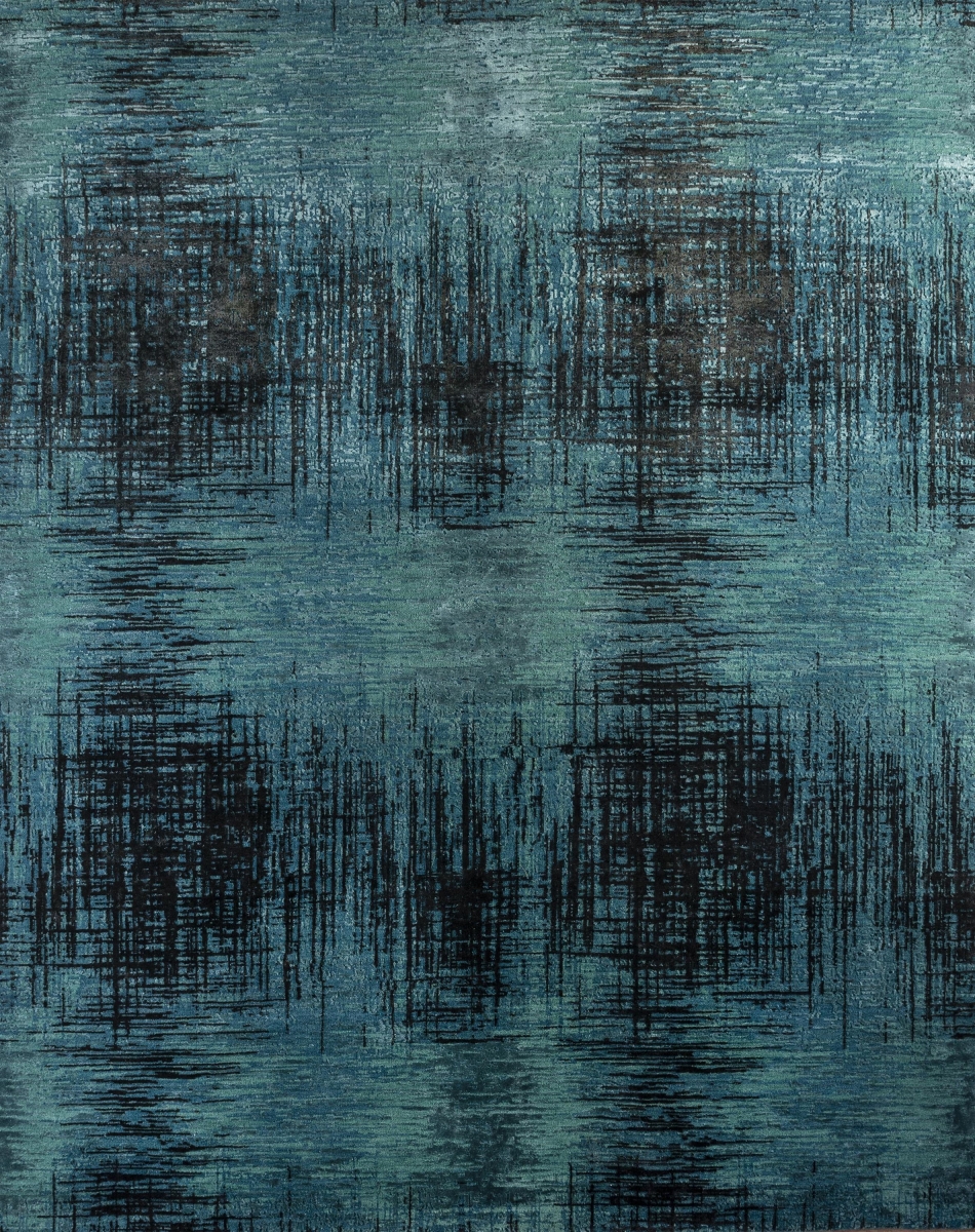 569456 8 x 10 ft. Blue Abstract Hand Knotted Rectangle Area Rug