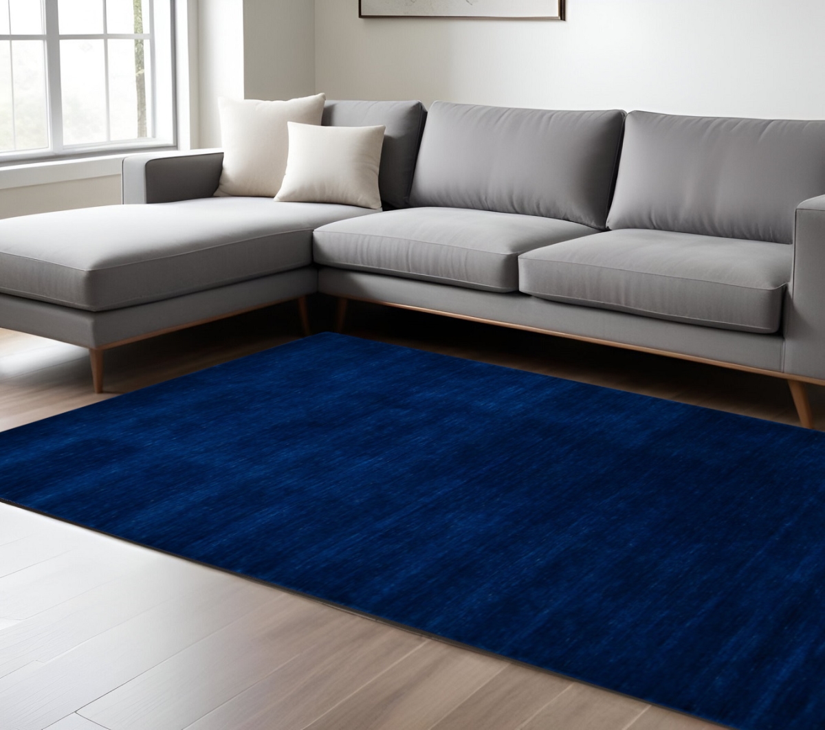 570652 9 x 12 ft. Navy Blue Wool Hand Woven Rectangle Area Rug