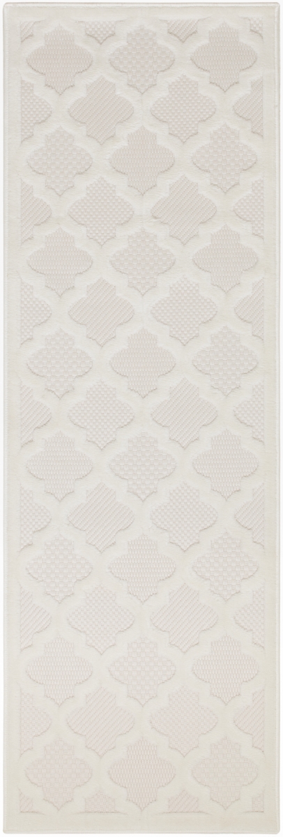 556290 6 ft. Ivory & White Geometric Indoor & Outdoor Rectangle Area Rug