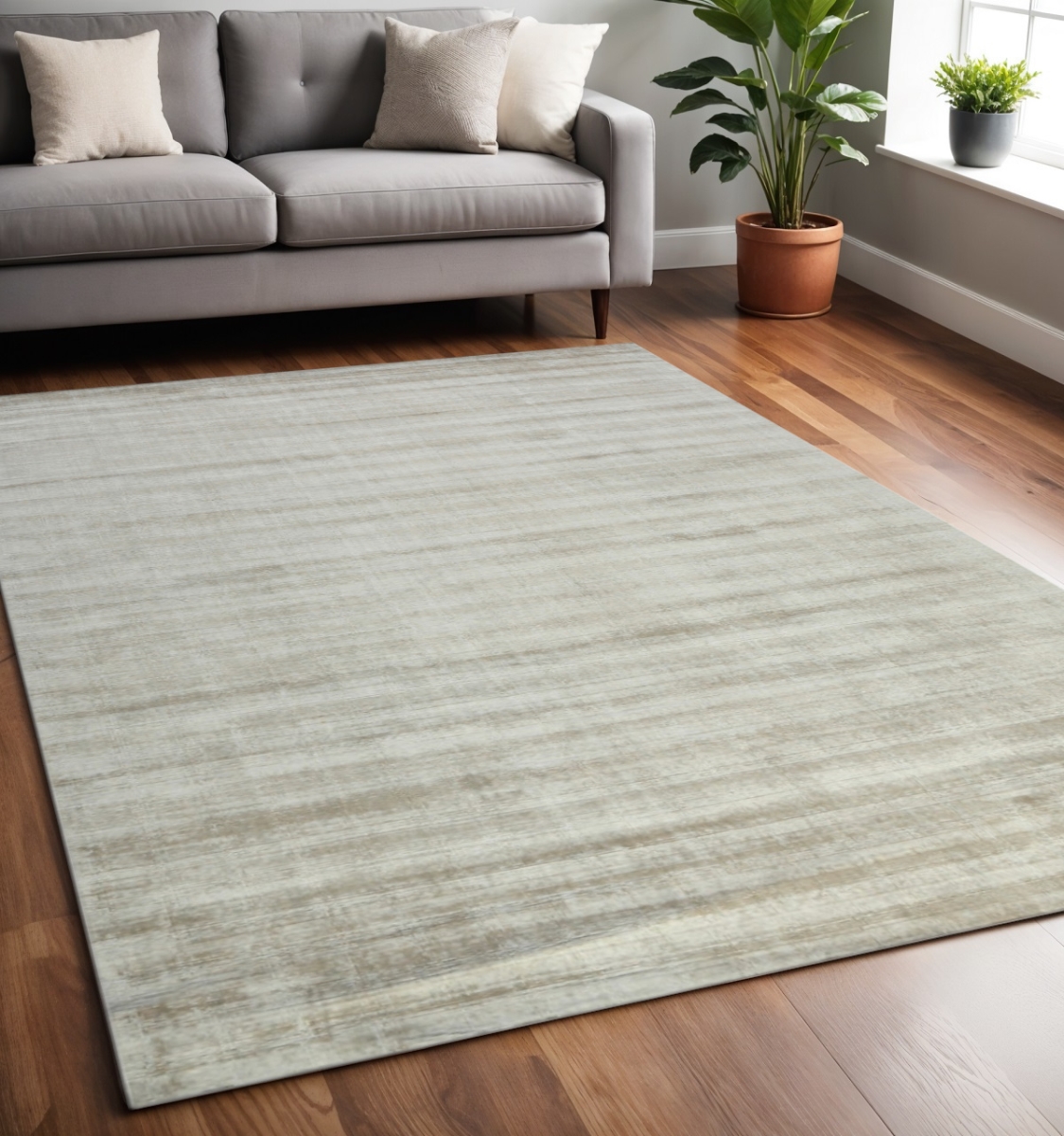 570232 5 x 8 ft. Ivory & Gray Abstract Hand Woven Rectangle Area Rug