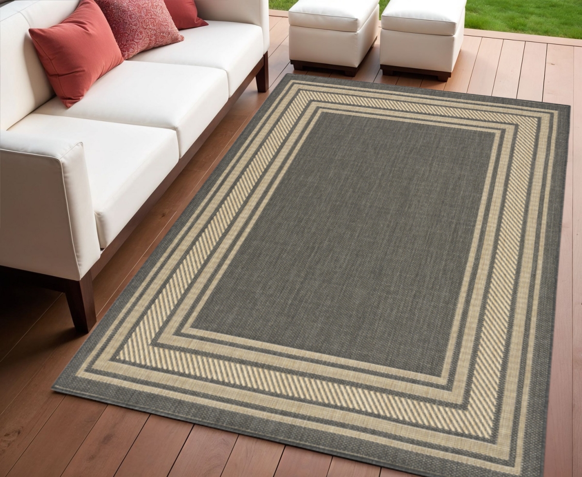 572618 4 x 6 ft. Charcoal Geometric Indoor & Outdoor Rectangle Area Rug