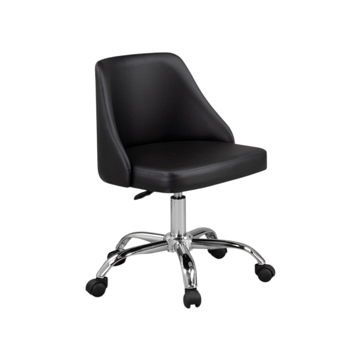 554023 Black & Silver Faux Leather Adjustable Height Swivel Rolling Office Chair