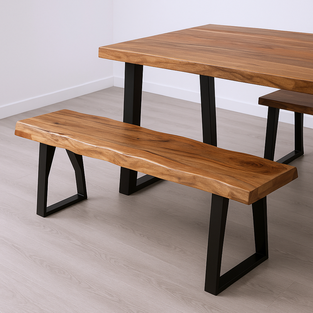 565286 18 x 68 x 18 in. Brown & Black Solid Wood & Metal Live Edge Dining Bench