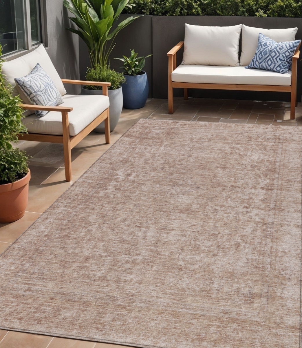616005 5 x 8 ft. Copper & Beige Abstract Washable Indoor & Outdoor Rectangle Area Rug