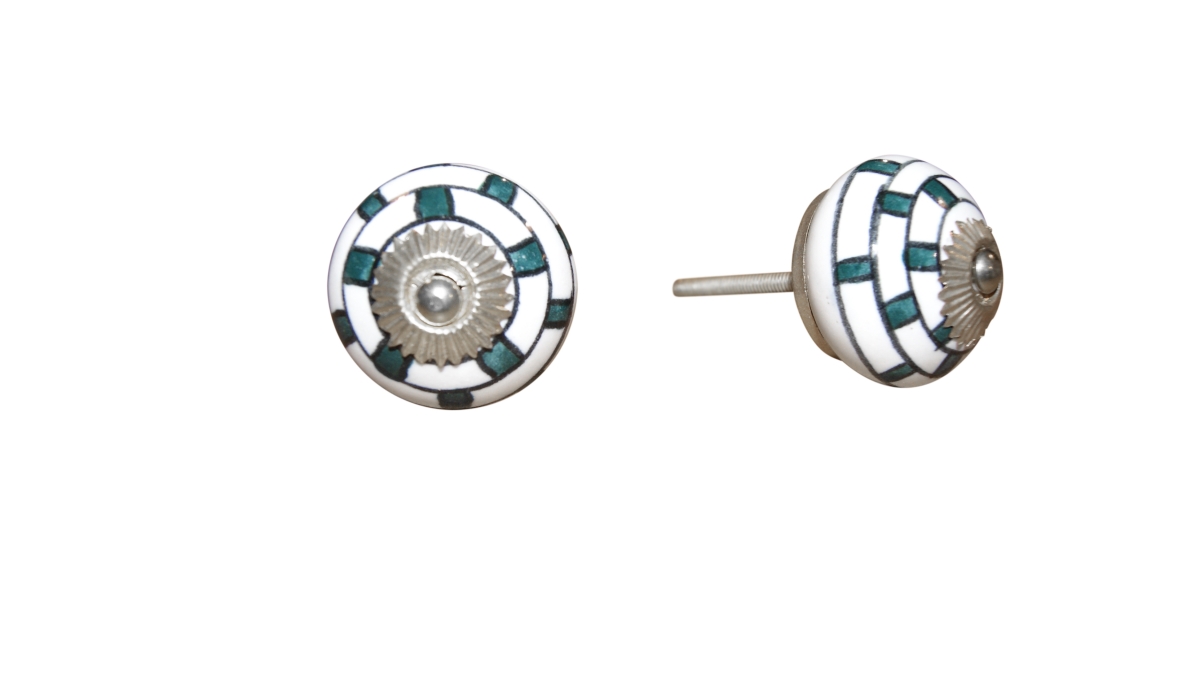 K000003 Knob It - White, Teal & Gold - Pack of 8