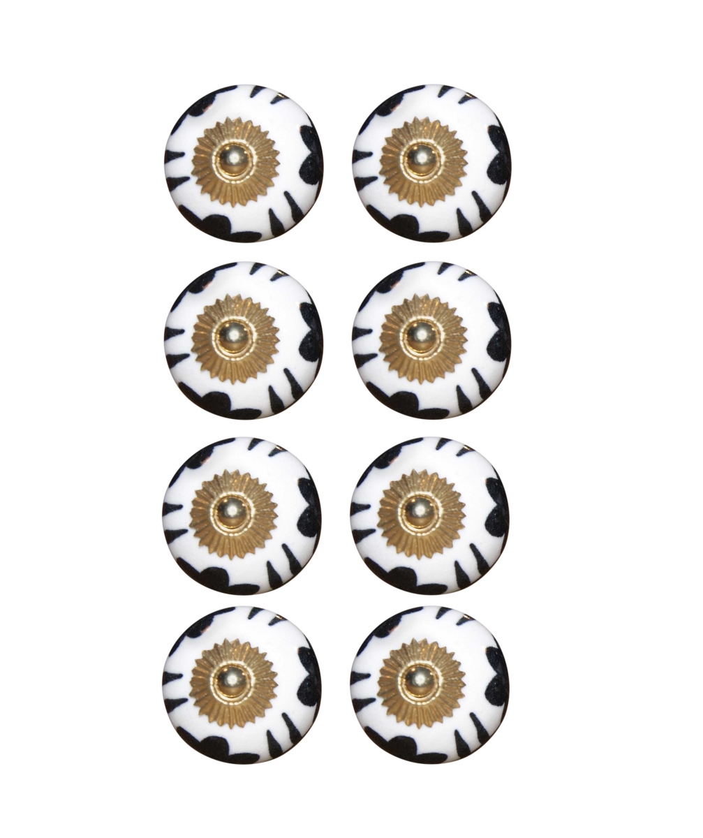 K000011 Knob It - White, Black & Gold - Pack of 8