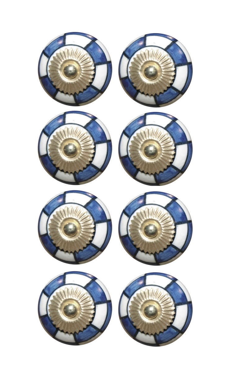 K000015 Knob It - White, Blue & Gold - Pack of 8