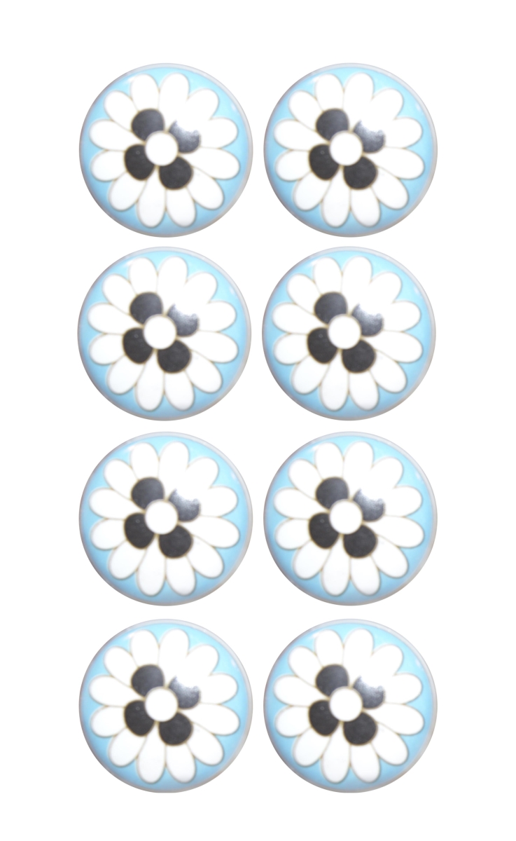 K000021 Knob It - White, Black & Sky Blue - Pack of 8