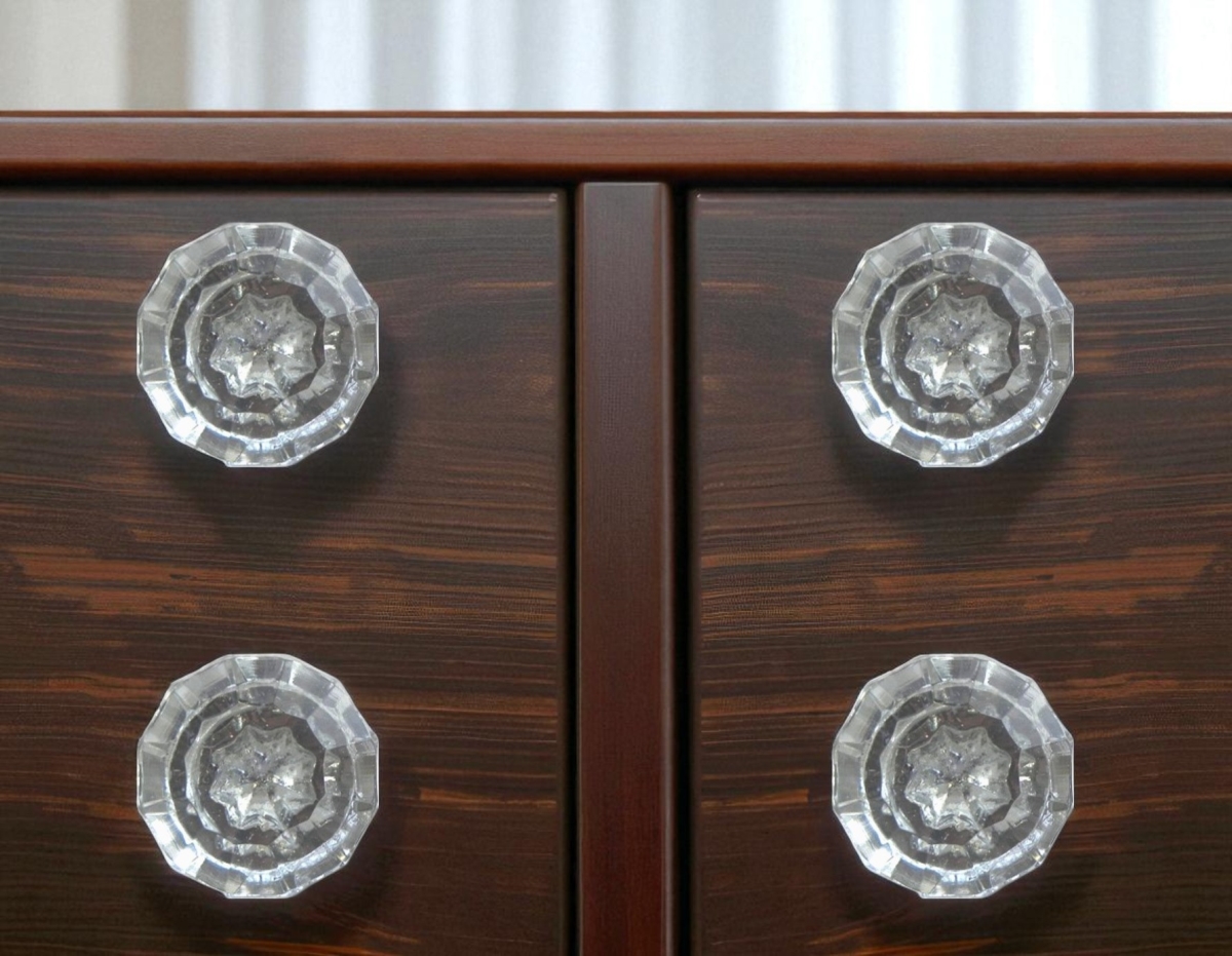 635793 Clear Faceted Glass Drawer Pull Knobs - Set of 6