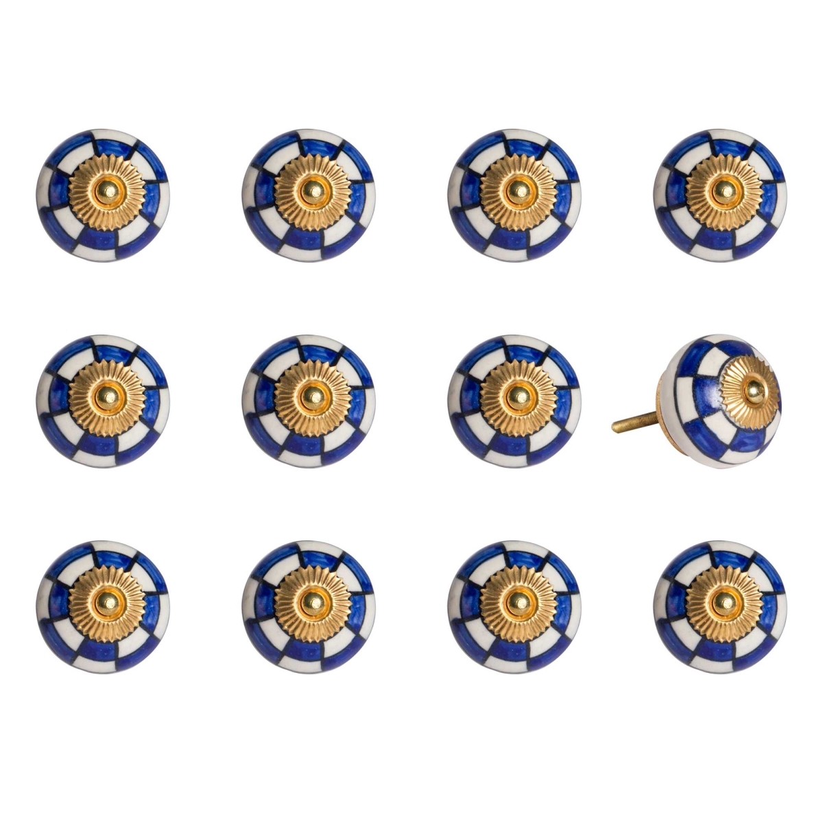 K000015 Knob It - White - Blue & Gold - Pack of 12