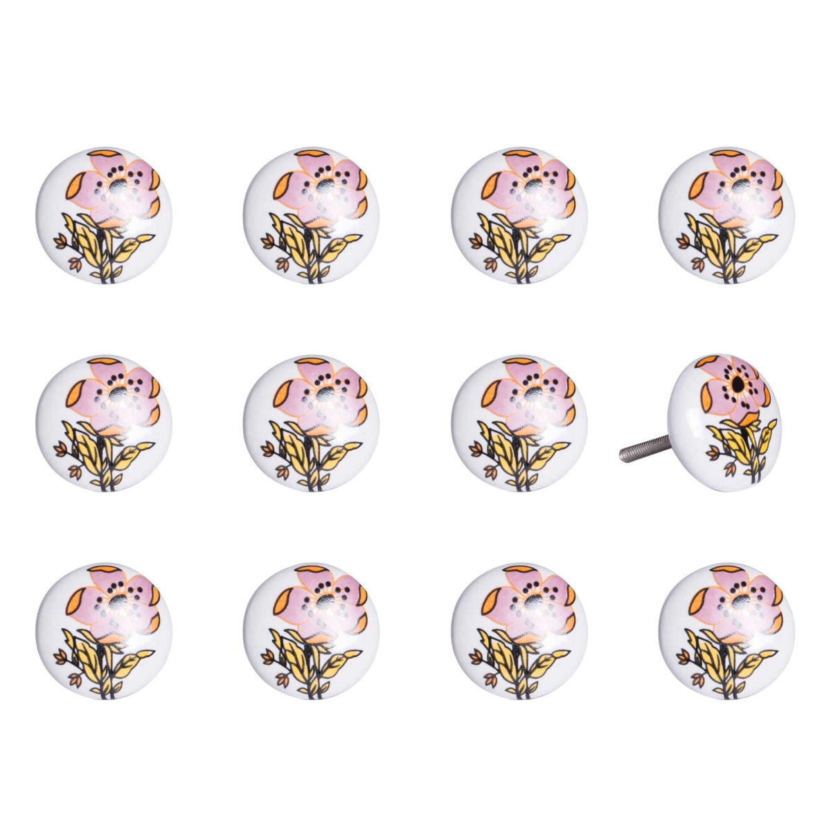 K000020 Knob It - White, Yellow & Pink - Pack of 12