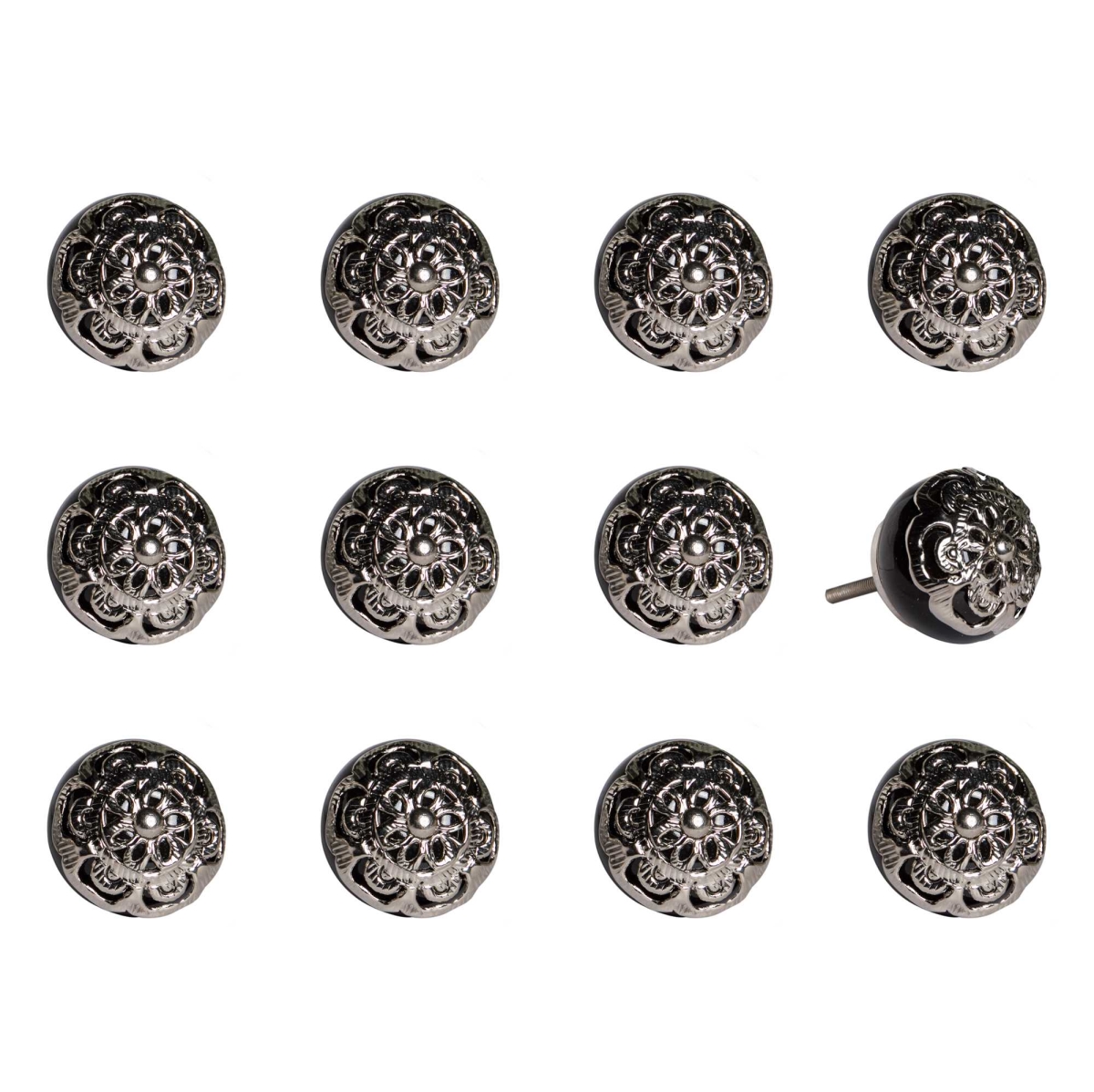 K000022 Knob It - Black, Chrome - Pack of 12