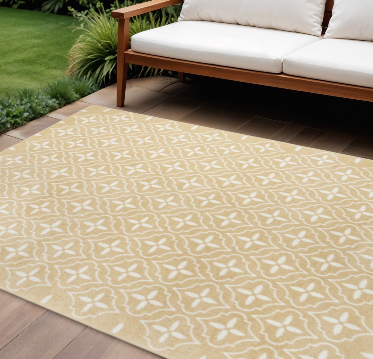 572903 6 x 9 ft. Beige & Ivory Geometric Indoor & Outdoor Rectangle Area Rug