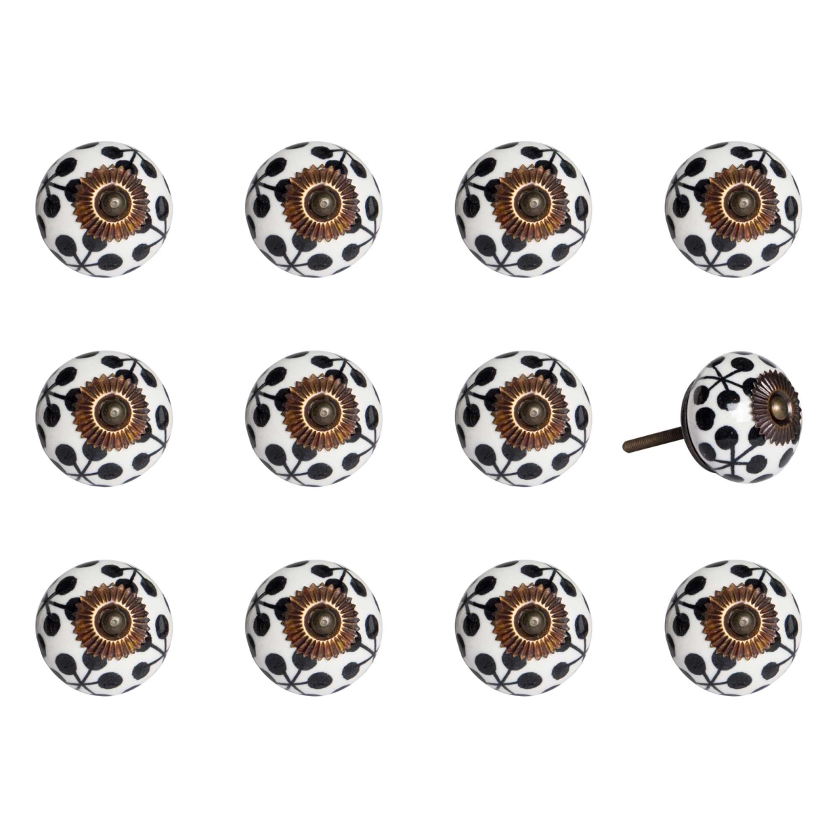 K000031 Knob It - Black, White & Copper - Pack of 12