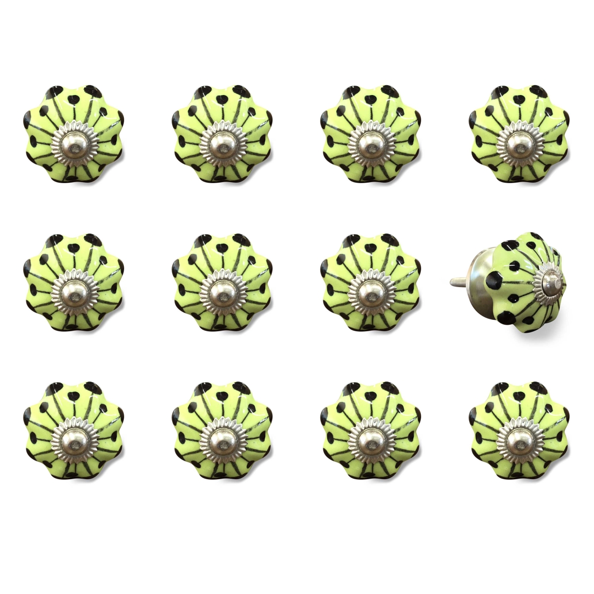K3533 Knob It - Yellow, Green & Silver - Pack of 12