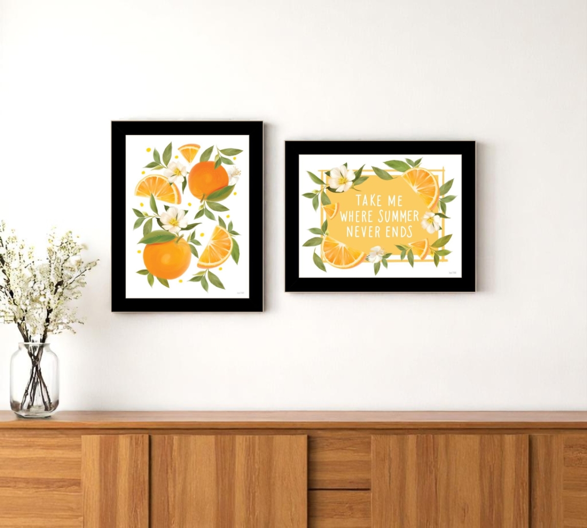 568547 Take Me Where Summer Never Ends Black Framed Wall Art - Set of 2