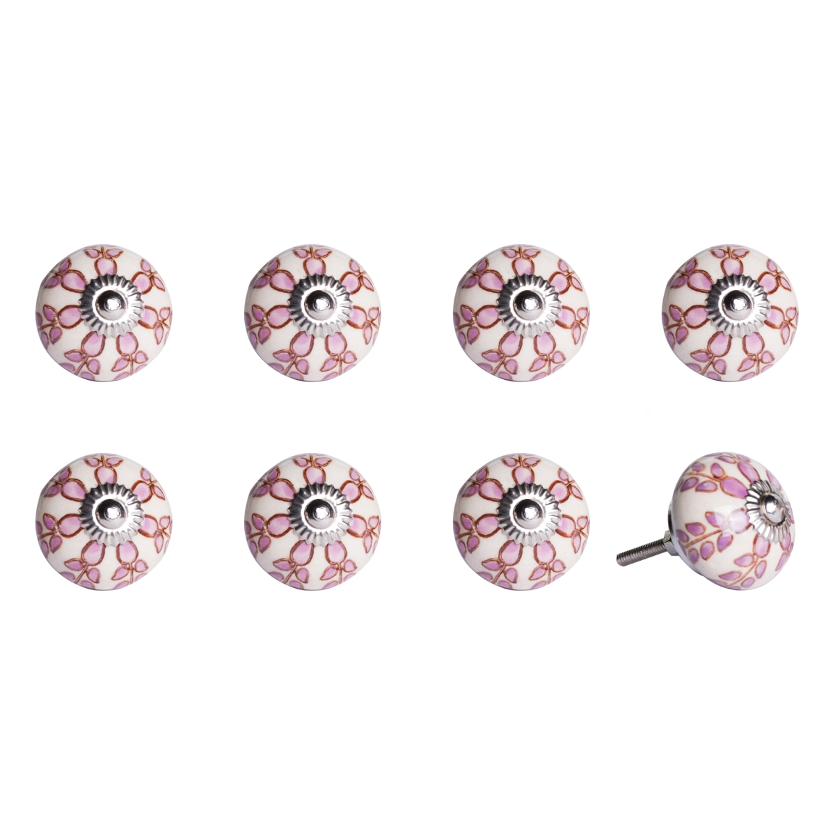 KI1228 Knob It - White, Pink & Burgundy - Pack of 8
