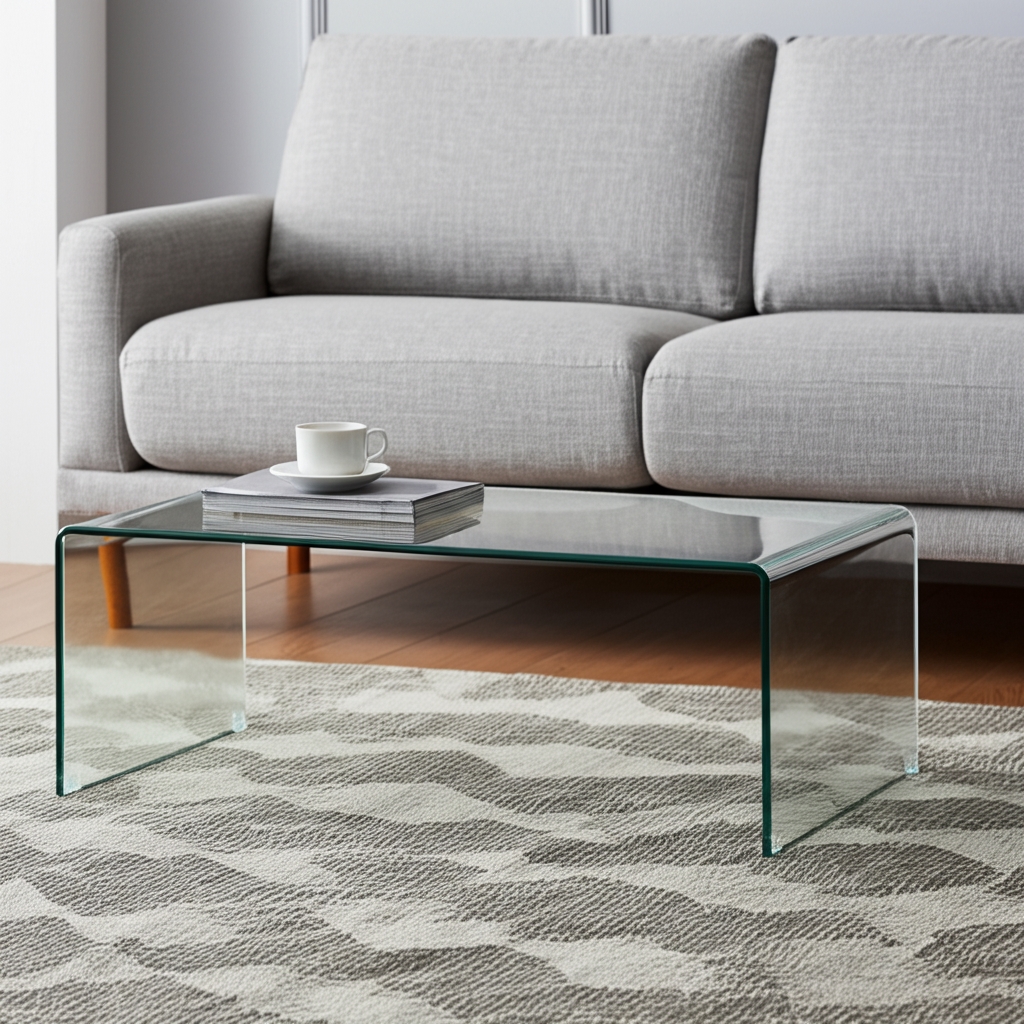 554277 24 in. Clear Glass Sled Coffee Table