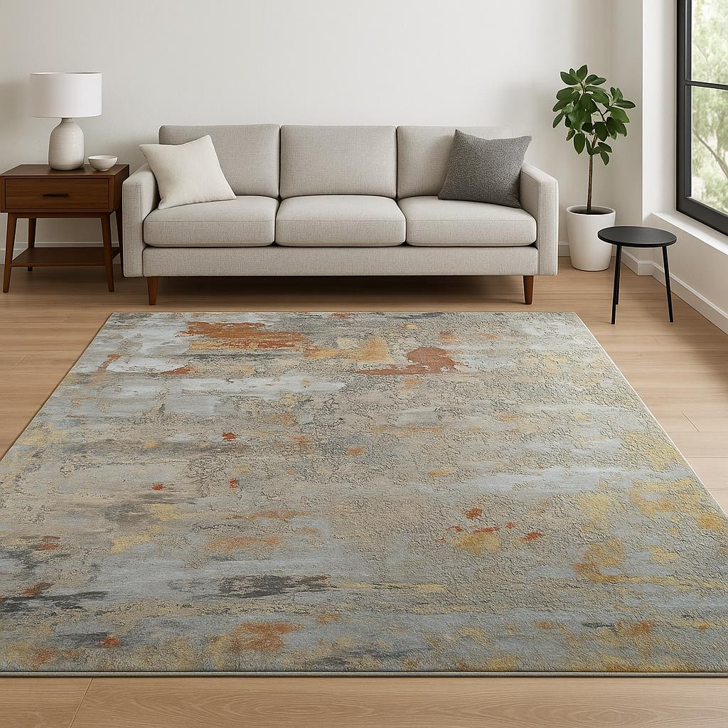 569461 8 x 10 ft. Blue Abstract Hand Knotted Rectangle Area Rug