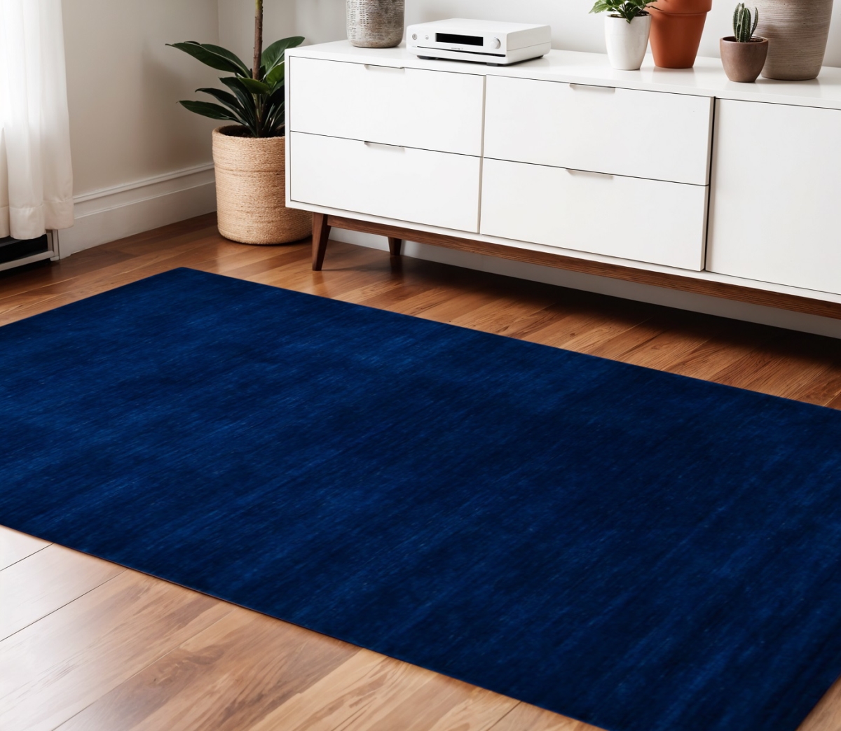 570649 4 x 6 ft. Navy Blue Wool Hand Woven Rectangle Area Rug