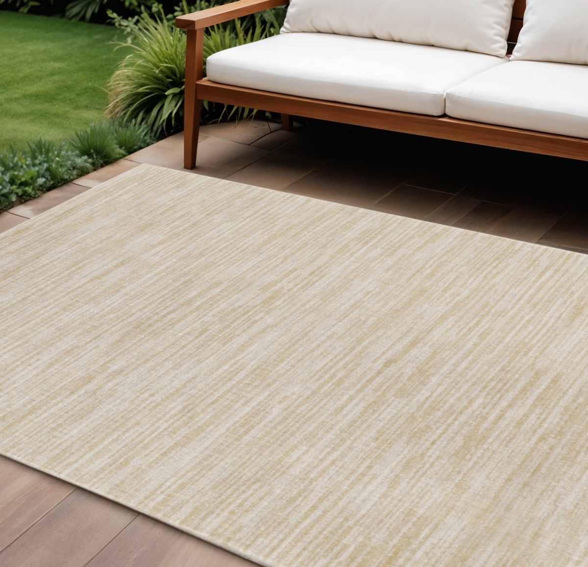 573243 12 x 15 ft. Ivory & Gold Abstract Indoor & Outdoor Rectangle Area Rug