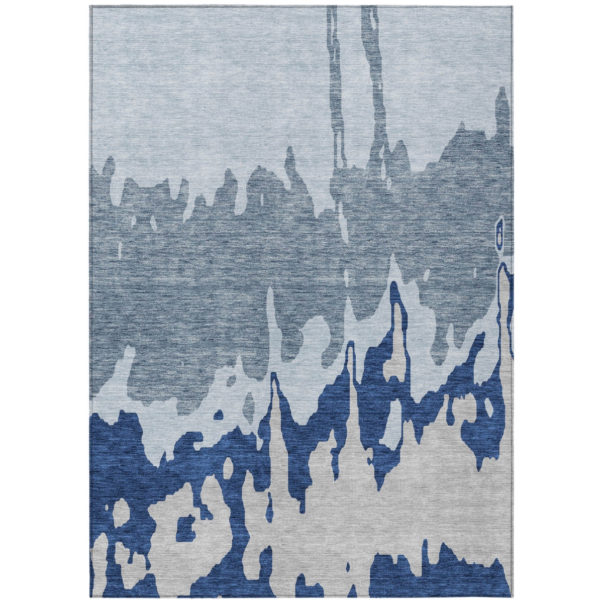 613657 5 x 8 ft. Sky Blue & Denim Blue Abstract Washable Indoor & Outdoor Rectangle Area Rug