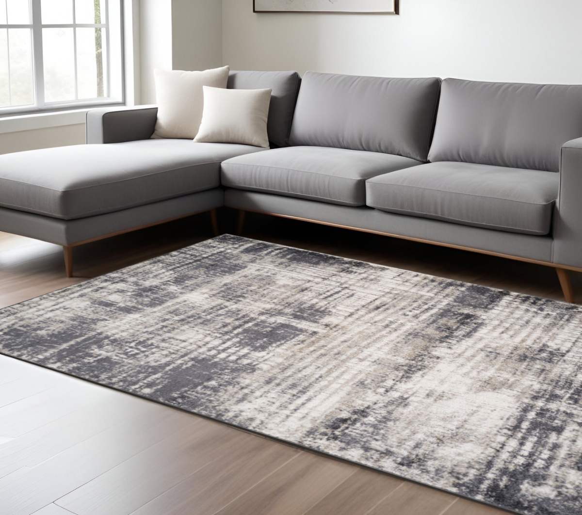 570984 7 x 9 ft. Gray & Ivory Abstract Rectangle Area Rug