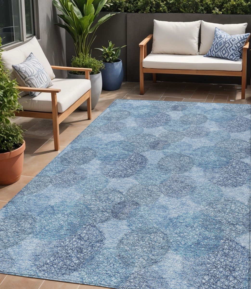 614660 5 x 8 ft. Denim Blue Navy Blue & Ivory Polka Dot Washable Indoor & Outdoor Rectangle Area Rug