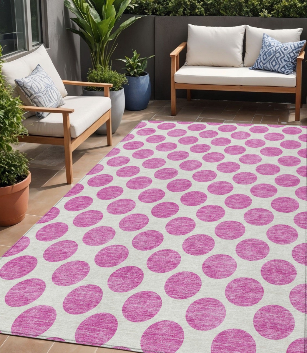 614876 5 x 8 ft. Blush & Ivory Polka Dot Washable Indoor & Outdoor Rectangle Area Rug