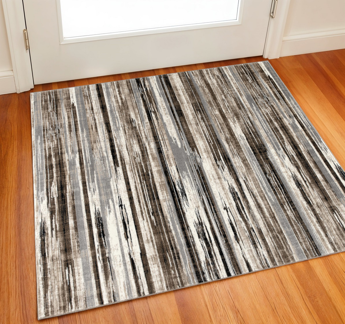610303 2 x 2 ft. Brown Beige & Black Abstract Square Rug