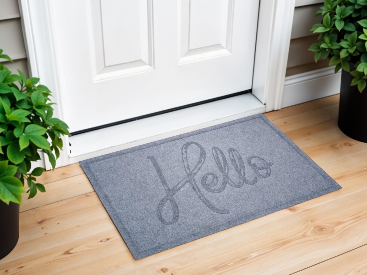632532 24 x 36 in. Gray Hello Outdoor Polypropylene Door Mat