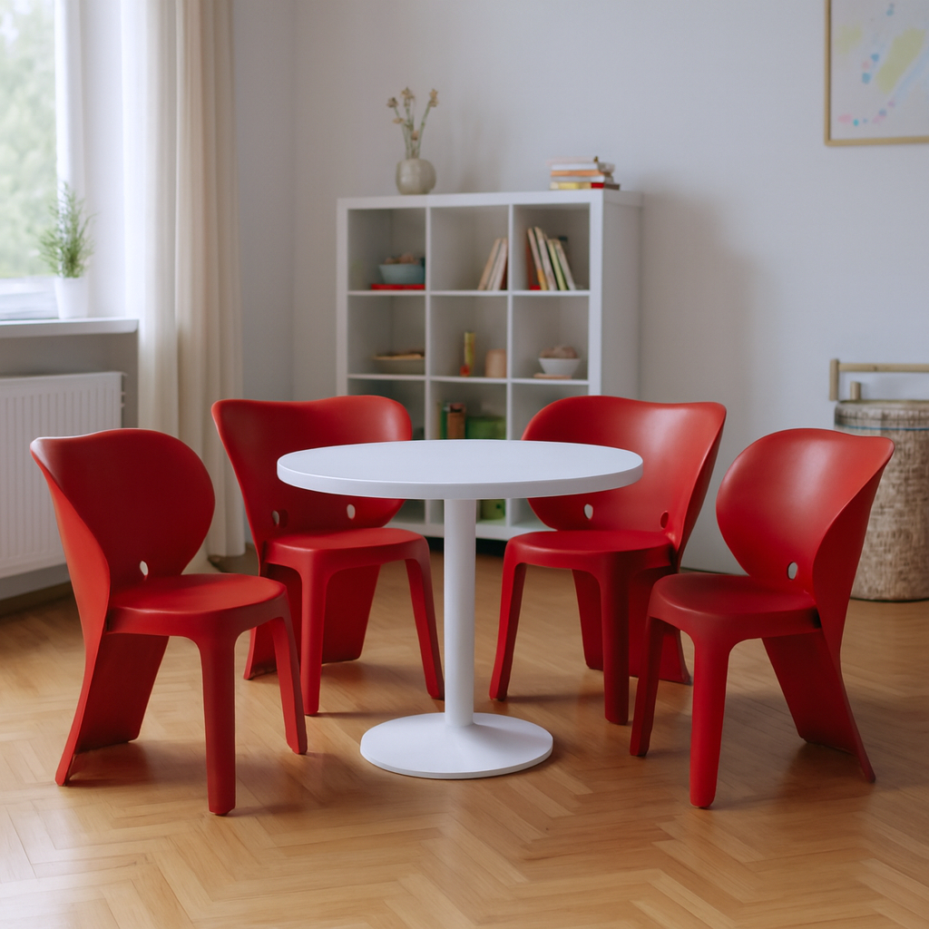 554660 Red Heavy Duty Plastic Juvenile Chairs - Set of 4