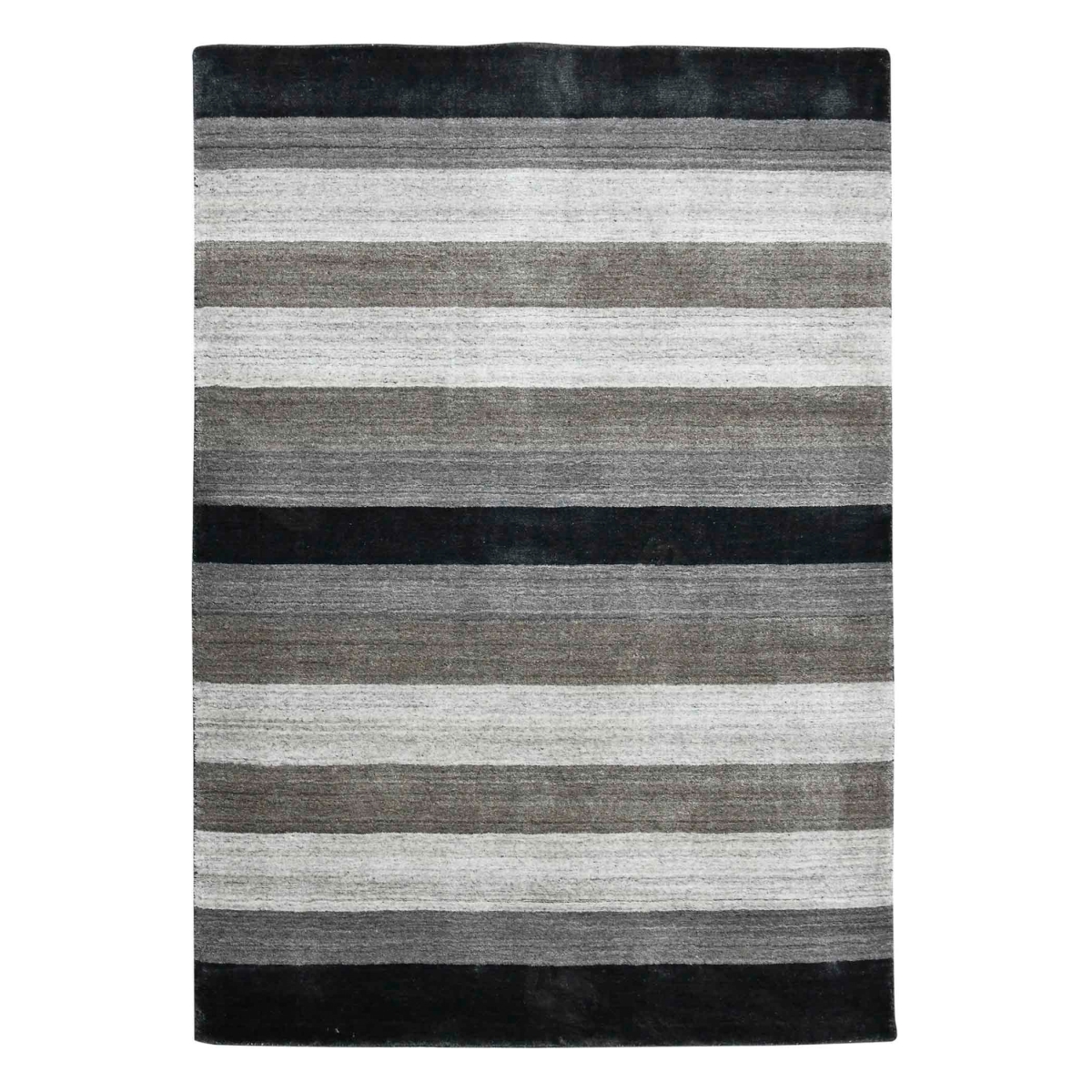 570677 5 x 8 ft. Black & Gray Wool Striped Hand Woven Rectangle Area Rug