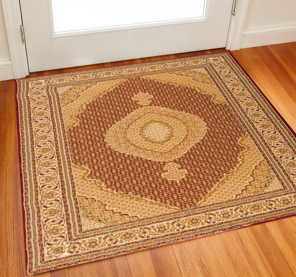 610339 2 ft. x 2 ft. Red & Beige Oriental Square Rug