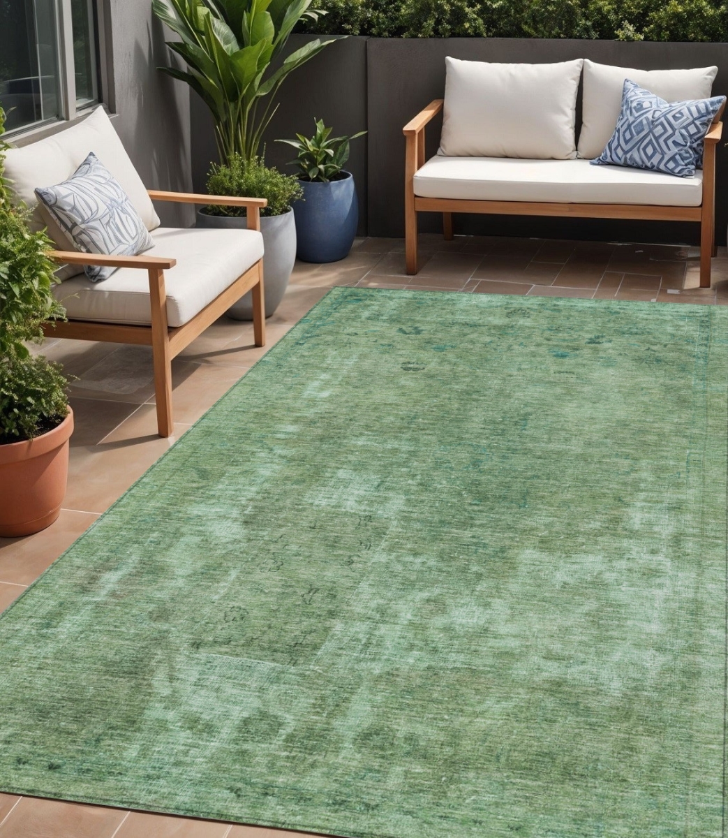 615507 5 x 8 ft. Sage & Mint Green Abstract Washable Indoor & Outdoor Rectangle Area Rug