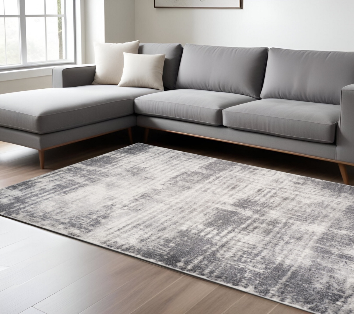 570995 8 x 10 ft. Cream & Gray Abstract Rectangle Area Rug