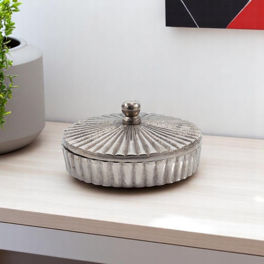 628125 3 in. Silver Aluminum Decorative Keepsake Box
