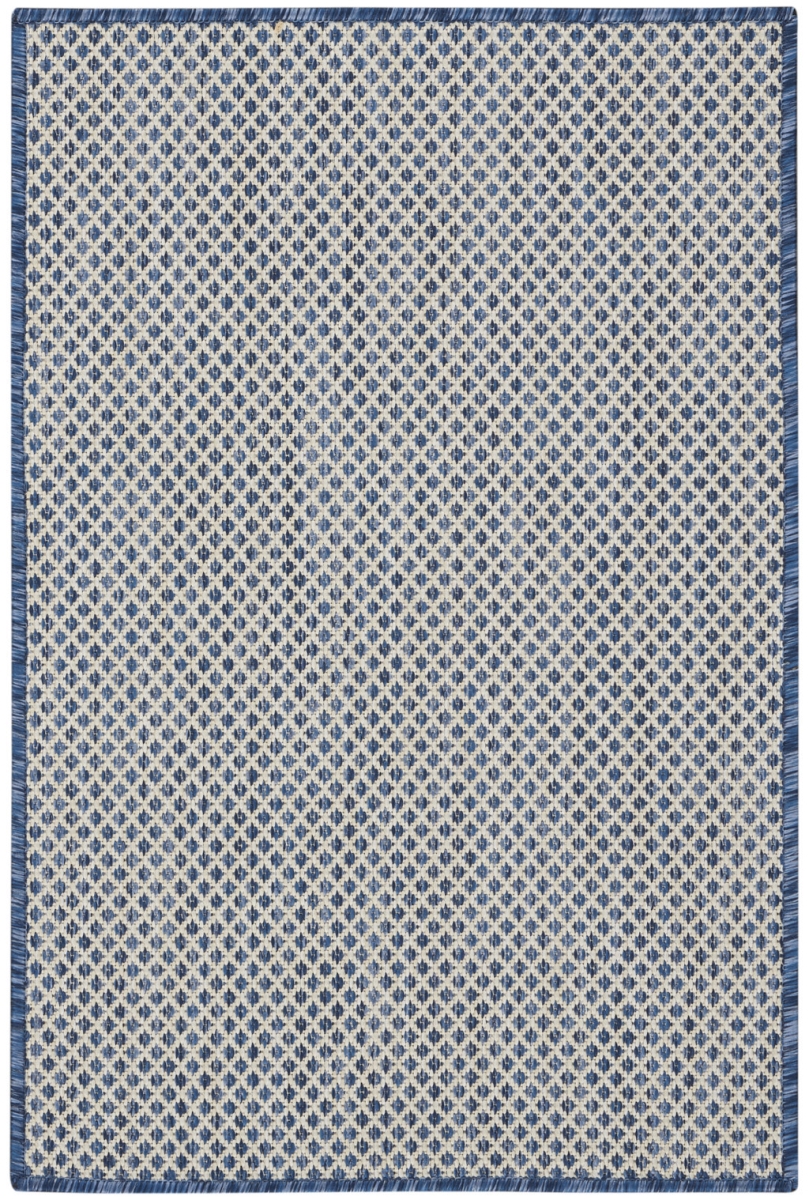 573877 2 x 3 ft. Ivory & Blue Geometric Indoor & Outdoor Rectangle Area Rug