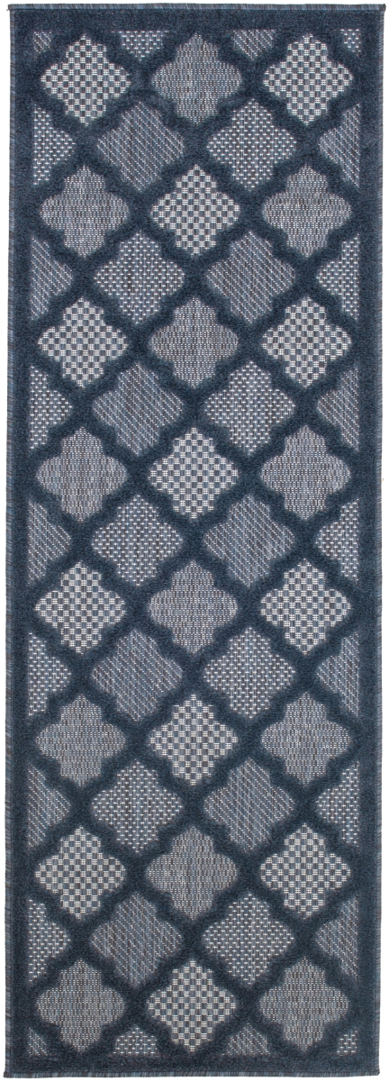 556292 6 ft. Navy Blue & Ivory Geometric Indoor & Outdoor Rectangle Area Rug