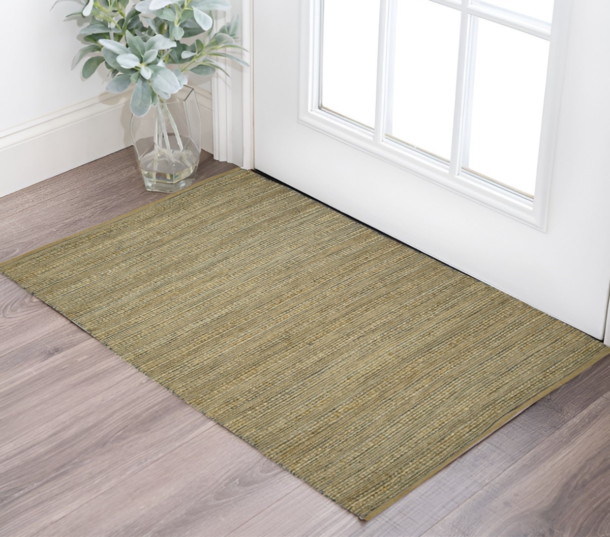 570464 3 x 5 ft. Dark Gray Brown & Beige Jute Striped Flatweave Handmade Rectangle Area Rug