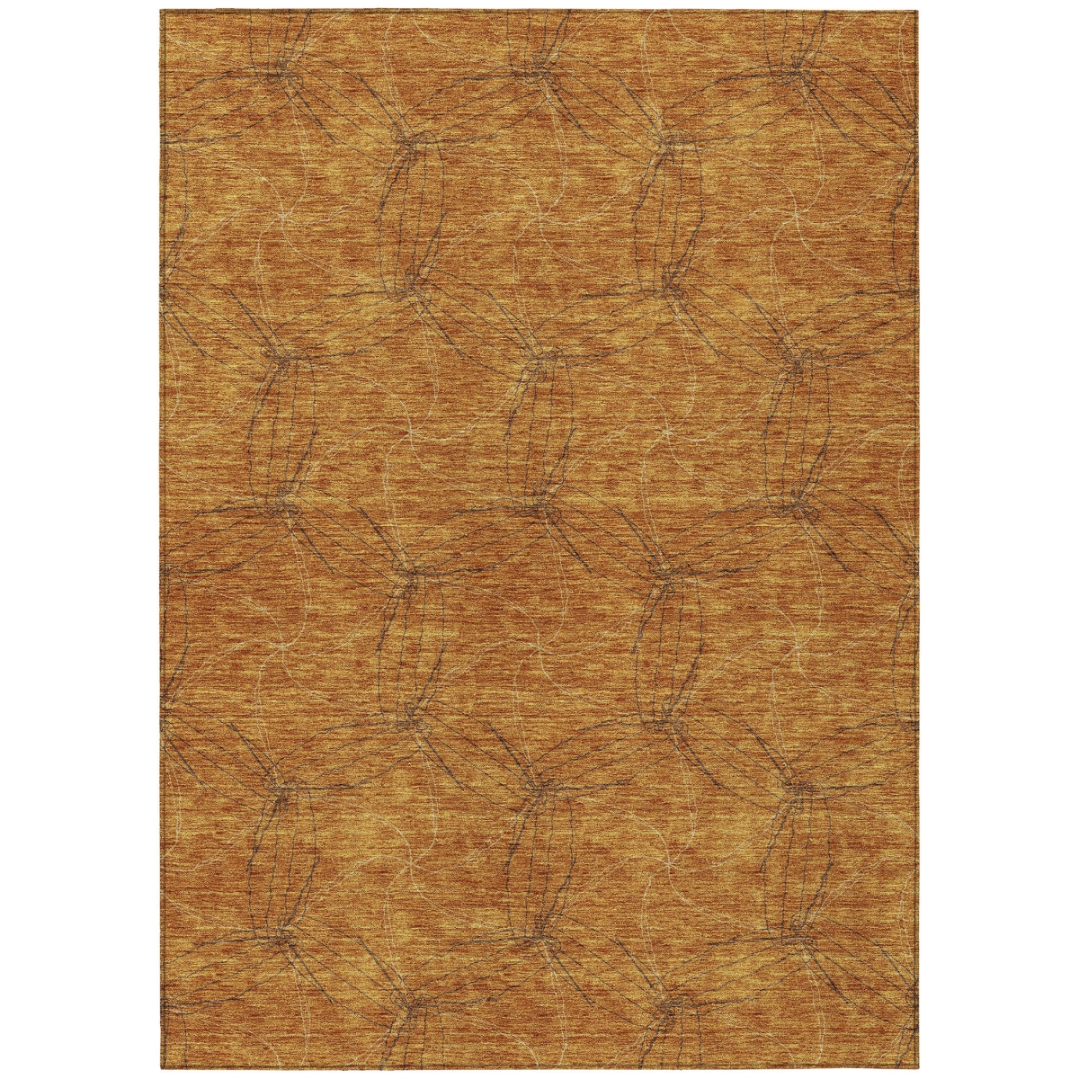614065 3 x 5 ft. Copper & Ivory Geometric Washable Indoor & Outdoor Rectangle Area Rug