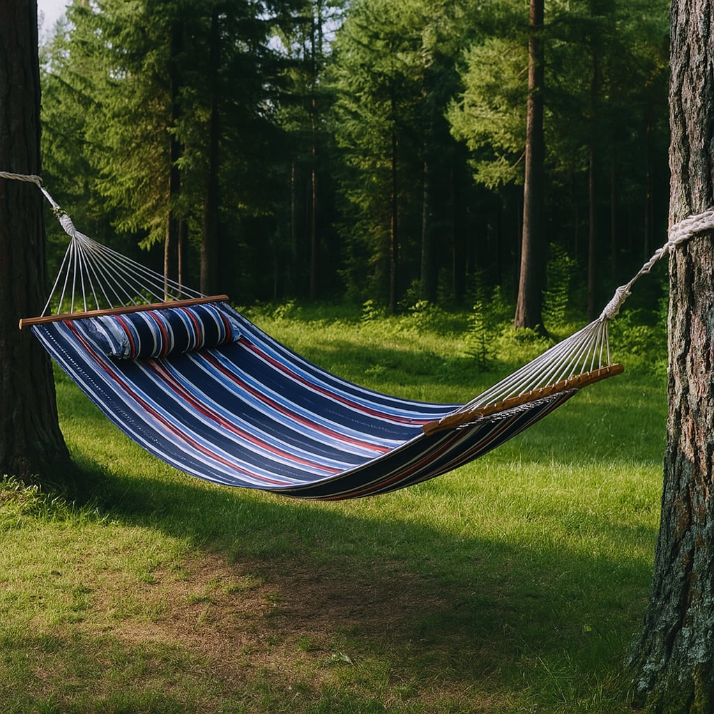643966 Striped Double Hammock, Blue Red & White