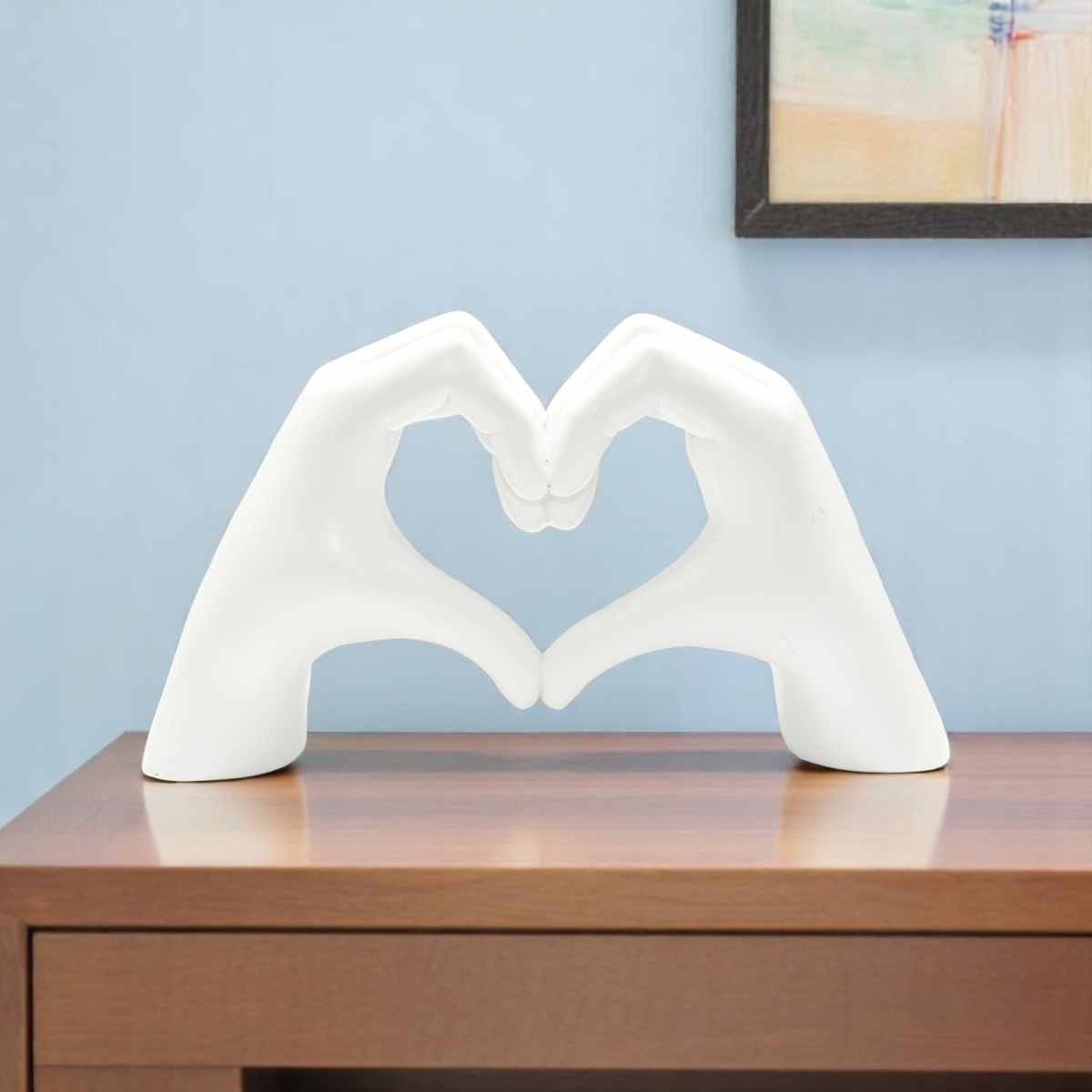 Heart Hands Tabletop Sculpture - White - 4 in. - Romantic Decorative Accent