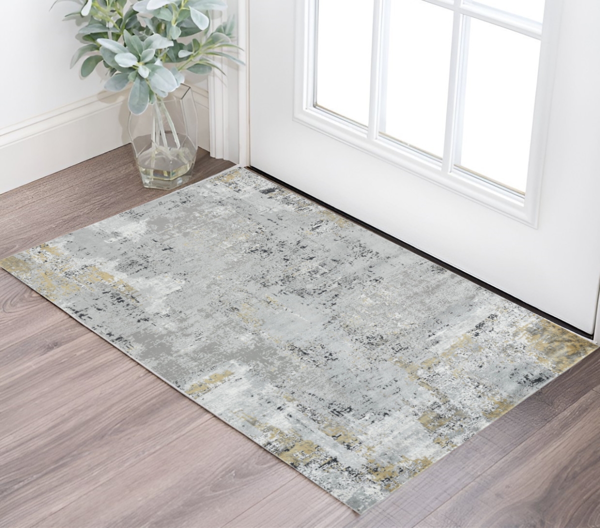 570893 2 x 3 ft. Gray Black & Ivory Abstract Rectangle Area Rug